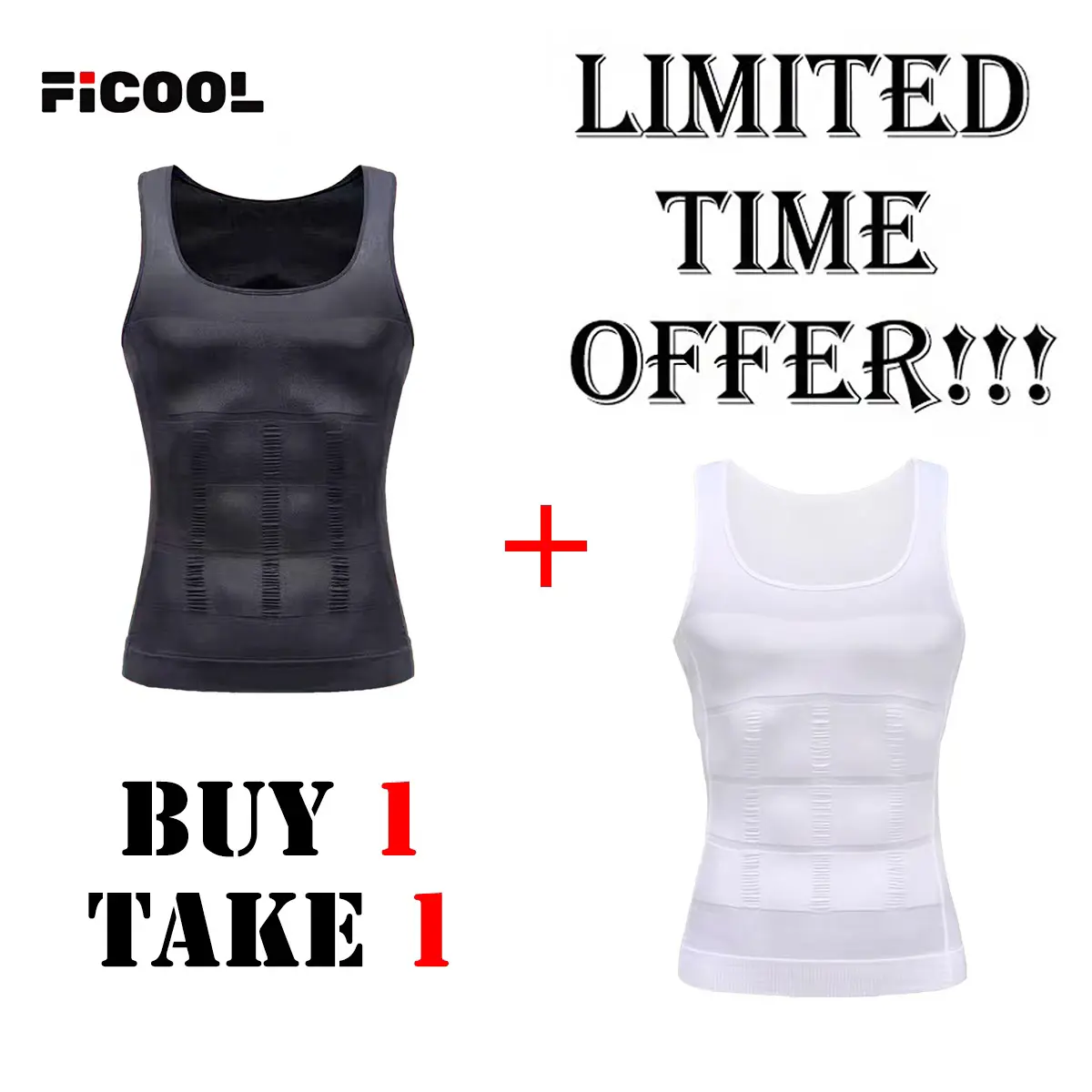 FICOOL Men Compression Tank Top Men Shaping Vest Men GYM Workout  Fitness Shirts Tummy Control Workout Underwear Shirt Body ekko beater