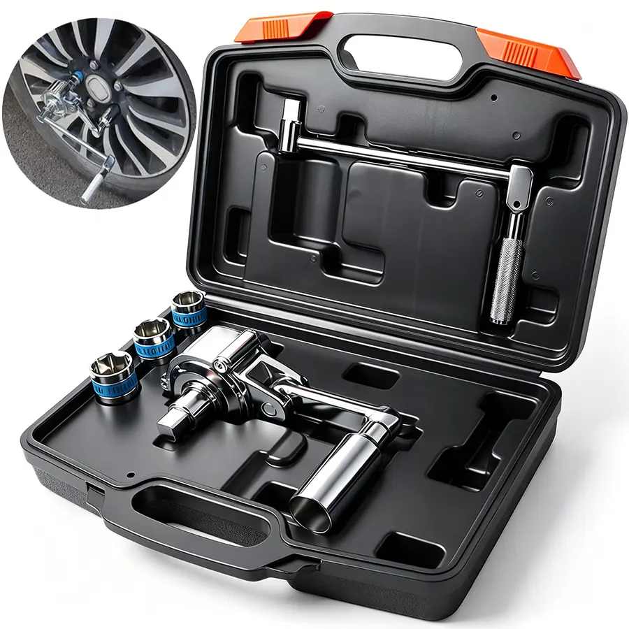 Torque Wrench Multiplier Lug Nut Labor Saving Wrench Remover Set (1/2" Driver) Wrench Lug Nut Remover 17mm, 19mm, 21mm Sockets w/Case