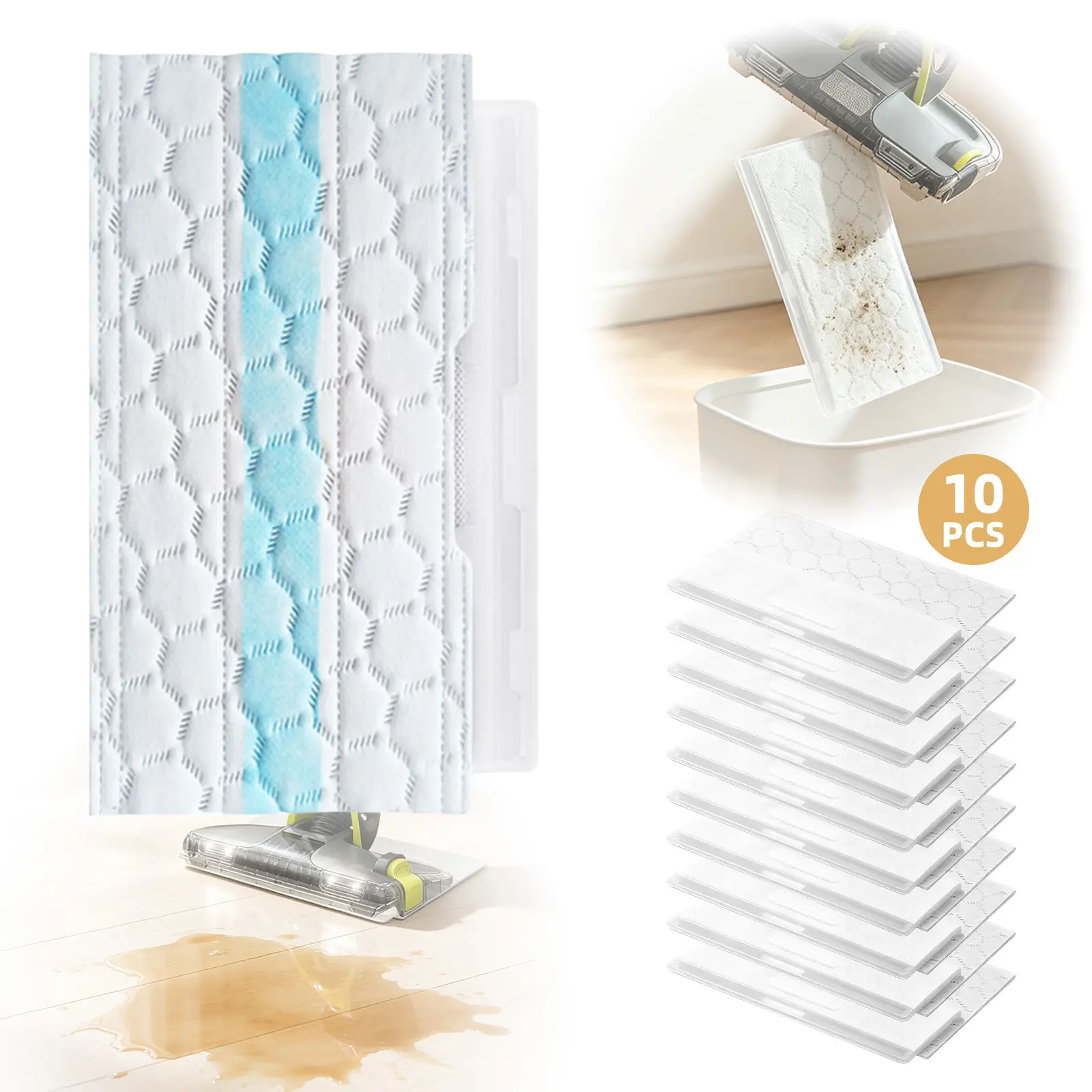 10Pcs Mop Pads Compatible with Shark Vacmop VM252 VM250 VM200 VMP30 – Disposable Replacement Pads for Hard Floor Cleaning
