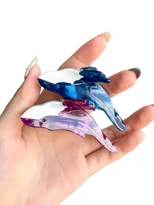 Two-Pack Medium 8.5cm Whale Hair Claw Clip, Acetate Patchwork Morandi Color, High-Quality Simple Fashion Hair Accessory, Perfect Gift
