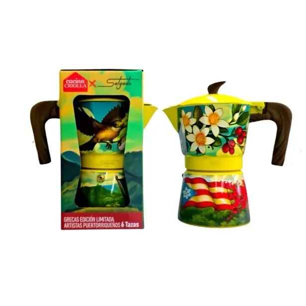 "Mirando a Lo Alto" by Juan Salgado - Cocina Criolla Moka Pots (Greca) - Puerto Rican Artist - Limited Edition