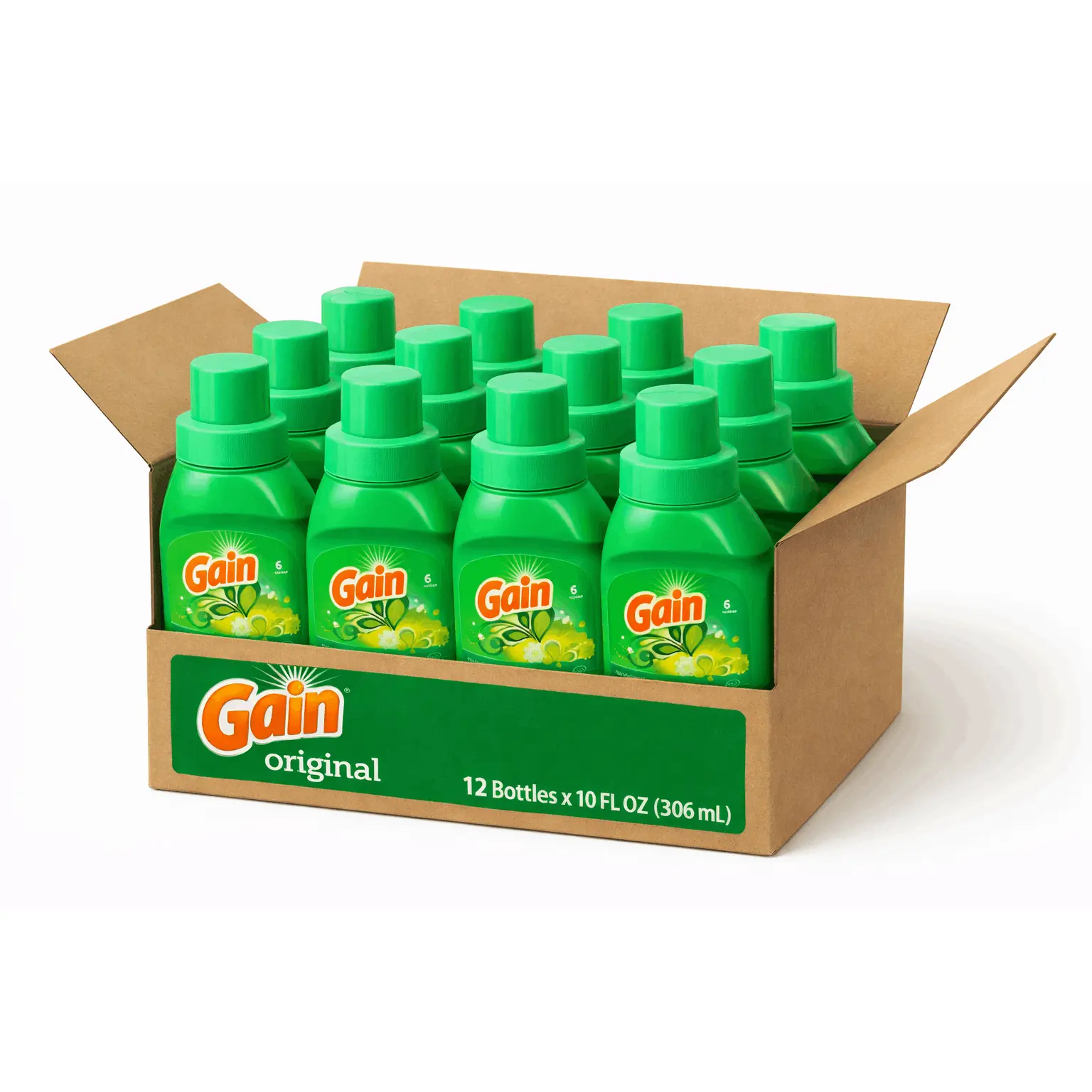 Gain Original Liquid Laundry Detergent – 10oz Travel Size, 12 Bottles Value Pack, Long-Lasting Fresh Scent, HE Compatible