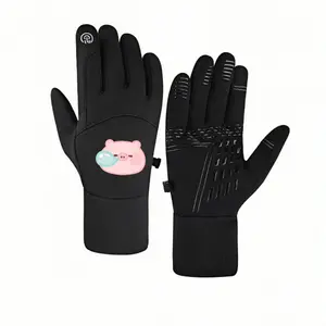 1 pair with Cute Bubble Blowing Pig Design Harajuku nswinter gloves running gloves Touch Screen Flexible Design Cold Weather Adults Warmest Christmas gifts Fashion keep warm Modern