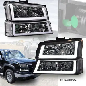 4pcs Fit For 2003-2006 Silverado Chrome Housing Clear Corner Projector Headlight 4pcs Fit For 2003-2006 Silverado Chrome Housing Clear Corner Projector Headlight