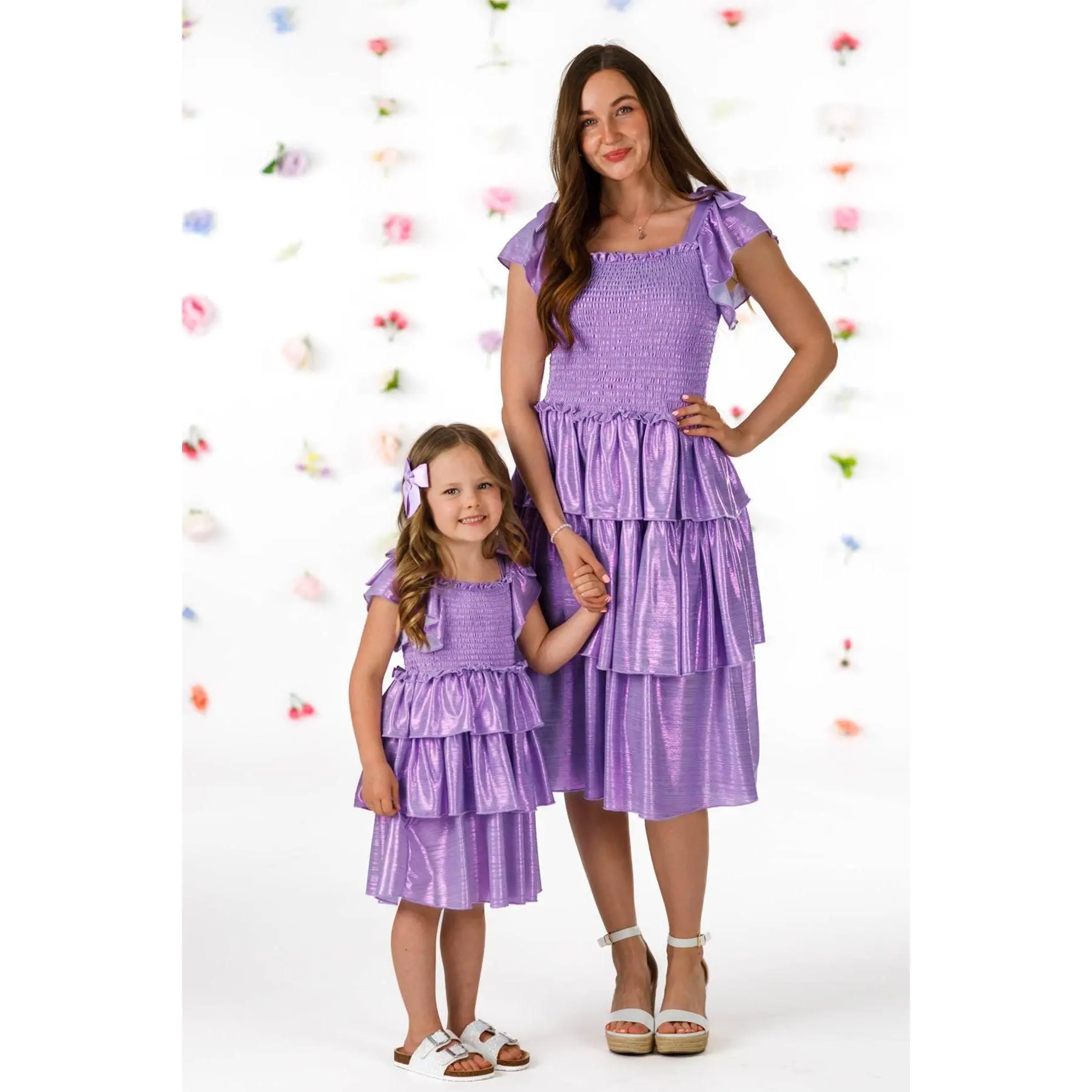 Mom & Me - Metallic Ruffle Dress