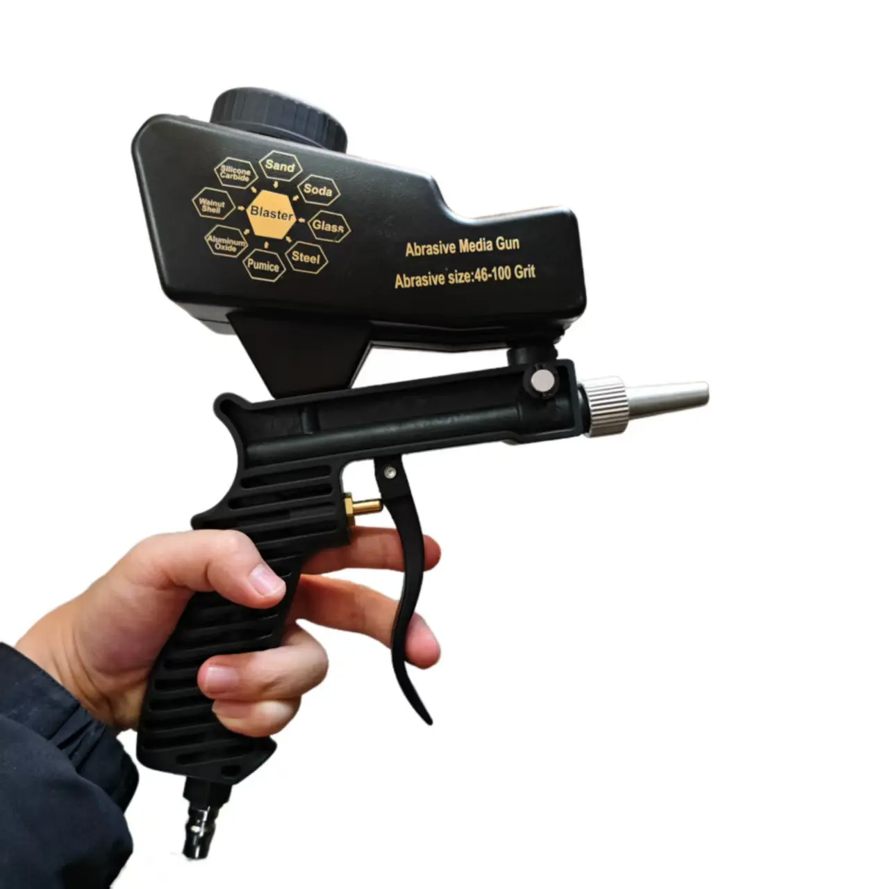 Black Sandblasting Gun, Handheld Small Pneumatic Sandblasting Gun, Portable Pneumatic Sandblasting Gun, Pneumatic Tool Accessories