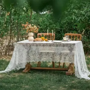 Elegant Lace Tablecloth – Premium Cotton-Blend, Floral Embroidered, Perfect for Dining, Weddings, Parties, and Home Décor, Multiple Sizes