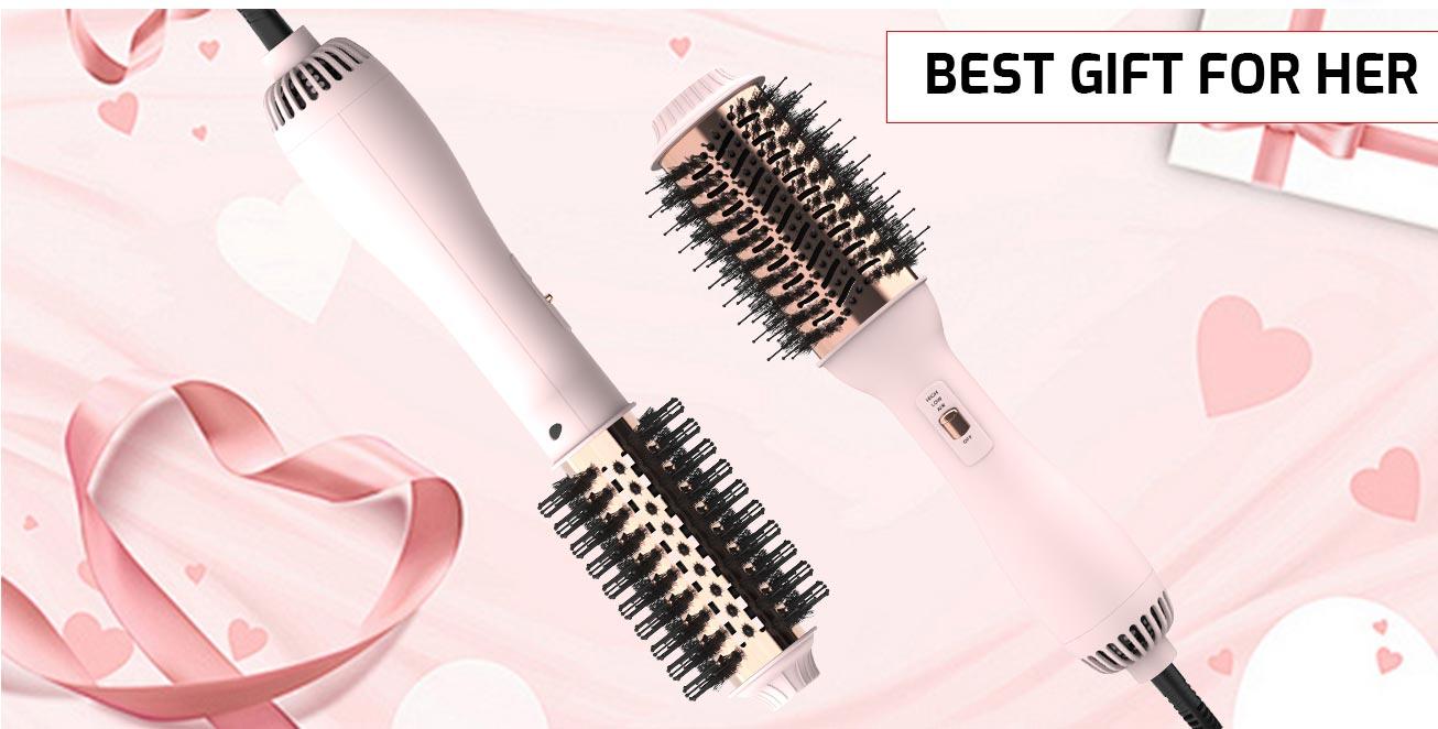 Hair Dryer Brush Blow Dryer Brush in One, 4 in 1 Ionic Hairdryer and Styler Volumizer with Oval Titanium Barrel, Hot Air Straightener for Smooth Frizz-Free Blowout