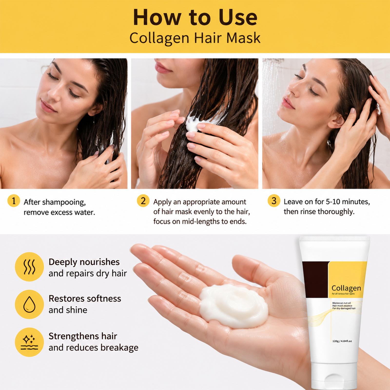 Collagen & Moroccan Argan Oil Hair Mask , Deep Repair Deep Conditioning Treatment for Dry Bleached Heat Damaged Hair, Anti-Frizz Smooth Split Ends Restore Silky Shiny Hair Collagen & Moroccan Argan Oil Hair Mask , Deep Repair Deep Conditioning Treatment for Dry Bleached Heat Damaged Hair, Anti-Frizz Smooth Split Ends Restore Silky Shiny Hair