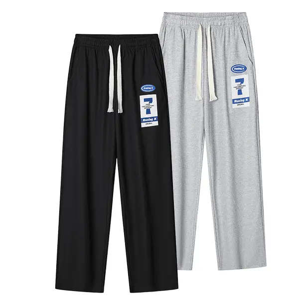 Men’s 2-Pack Waffle-Knit Trousers - Spring & Autumn Heavyweight, Loose Straight Wide-Leg Casual Sweatpants, Menswear Athletic Activewear Sportswear