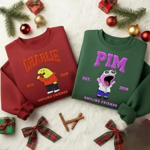 [Made in US] Smiling Friends Embroidered Sweatshirt, Gift For Friends, Embroidered Christmas 2025 Shirt, Hoodie