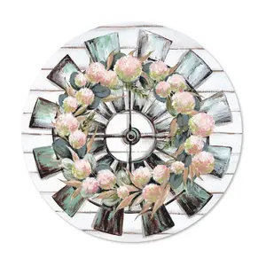 Courtside Market Farmhouse Florals 12" x 12" Circular Wood