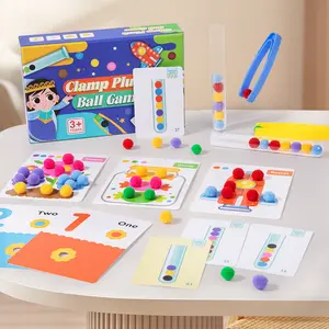 Montessori Pom Pom Sorting Toy for Toddlers 3+, Fine Motor Skills Tweezer Activity, Color Matching & Sorting Educational Toy for Preschool Kids