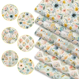 6pcs Elegant Floral Print Fabric Bundles, 45cm*50cm/17.72in*19.69in Botanical Flower Fabric Squares for Quilting, Patchwork DIY Sewing Material for Bedding, Tablecloth, Bags, Masks, Hats, Headbands, Pillowcases