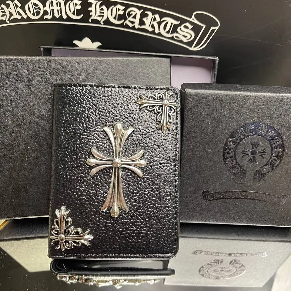 [Flash Sale] Luxury Leather Wallet For Men with Cross Design and Multiple Pockets, Secure Closure, Black Leather Anti Scratch, Ideal for Daily Use, Gift For Him