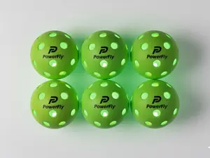 PowerFly Outdoor LED Pickleball Balls, High Visibility, 6 Pack (Green)
