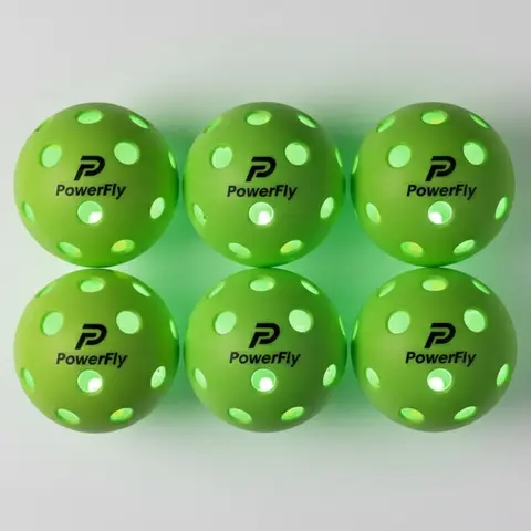 PowerFly Outdoor LED Pickleball Balls, High Visibility, 6 Pack (Green)