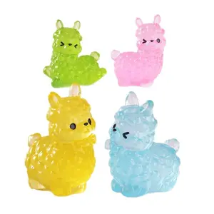 Mini Alpacas Glow At Dark Fairy Garden Decoration Luminous Alpaca Figurines Miniature Desk Ornaments Home Decor