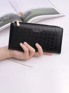 Women's Long Wallet, Crocodile Pattern Fashion Style, Exquisite Wallet, Multiple Card Slots with Zipper, Holds Cards Cash Coins, Ideal for Daily Shopping