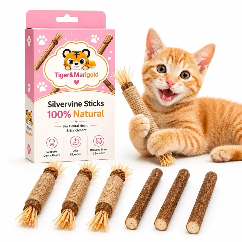 Silvervine Cat Chew Sticks 6-Pack – Natural Matatabi & Fruit Silvervine Cat Toy