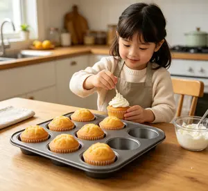 Stainless Steel 12-Cup Muffin Pan - Non-Toxic, Rust-Free, Dishwasher Safe Bakeware