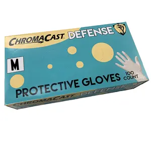 ChromaCast Defense Disposable Clear Nylon Work Bench Gloves, 100 Pack - Latex Free, Medium