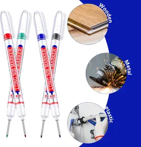 Multi-Purpose 20mm Deep Hole Marker Long Nib Waterproof Construction Pens for Bathroom Woodworking Blue Red Black Comfortable Writing