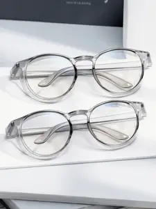 【2pay】Small Round Frame Safety Glasses with Clear Lenses, Anti-Scratch Protection, Unisex Casual Style, Stylish Trendy Eyewear, Round Frame Eyeglasses, Stylish Protective Glasses, Ideal for Daily Use and Outdoor Activities