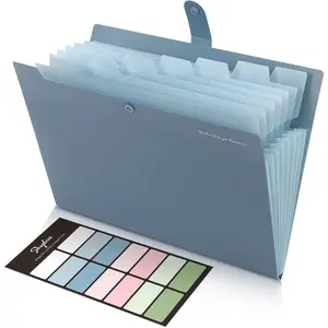 Expanding File Organizer with 8 Pockets, Accordion File Folders with Labels, Portable Document Paper Bill Receipt Organizer,  College School Office Supplies, Letter Size, Blue