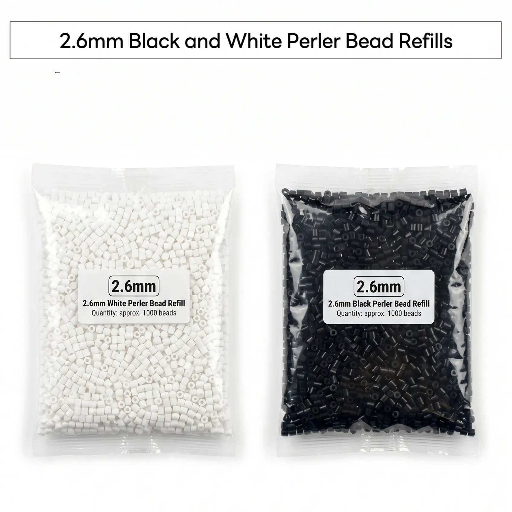2.6mm Black and White Fuse Bead Refills for DIY Beading