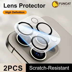 FUNCAT GLOBAL Lens Protector（2PCS）, iPhone Camera Tempered Glass Film, [Waterproof, scratch resistance] For iPhone 12, 13, 14, 15 Series