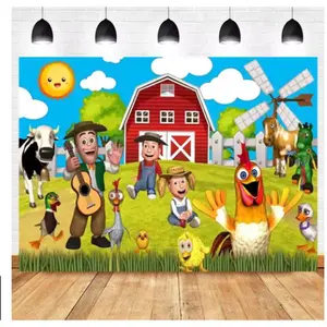 Green Grass Farm Theme Party Backdrop Decoration Photo Background Kids Birthday Baby Shower Perfect For Gifts Banner Lightweight Vibrant Colors High-Quality Materials Easy Installation Versatile Large Size