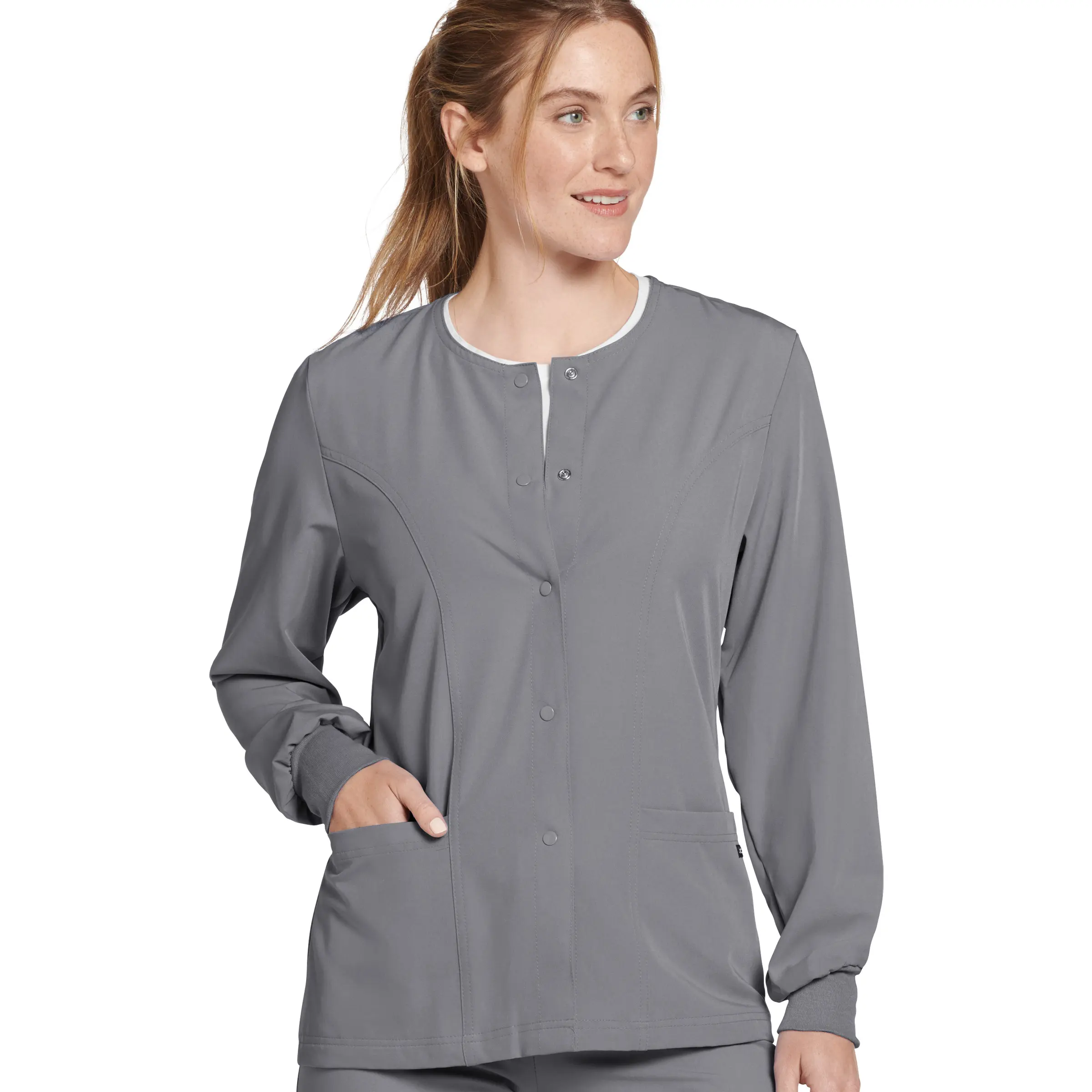 Jockey Women's Classic Round Neckline Snap Scrub Jacket