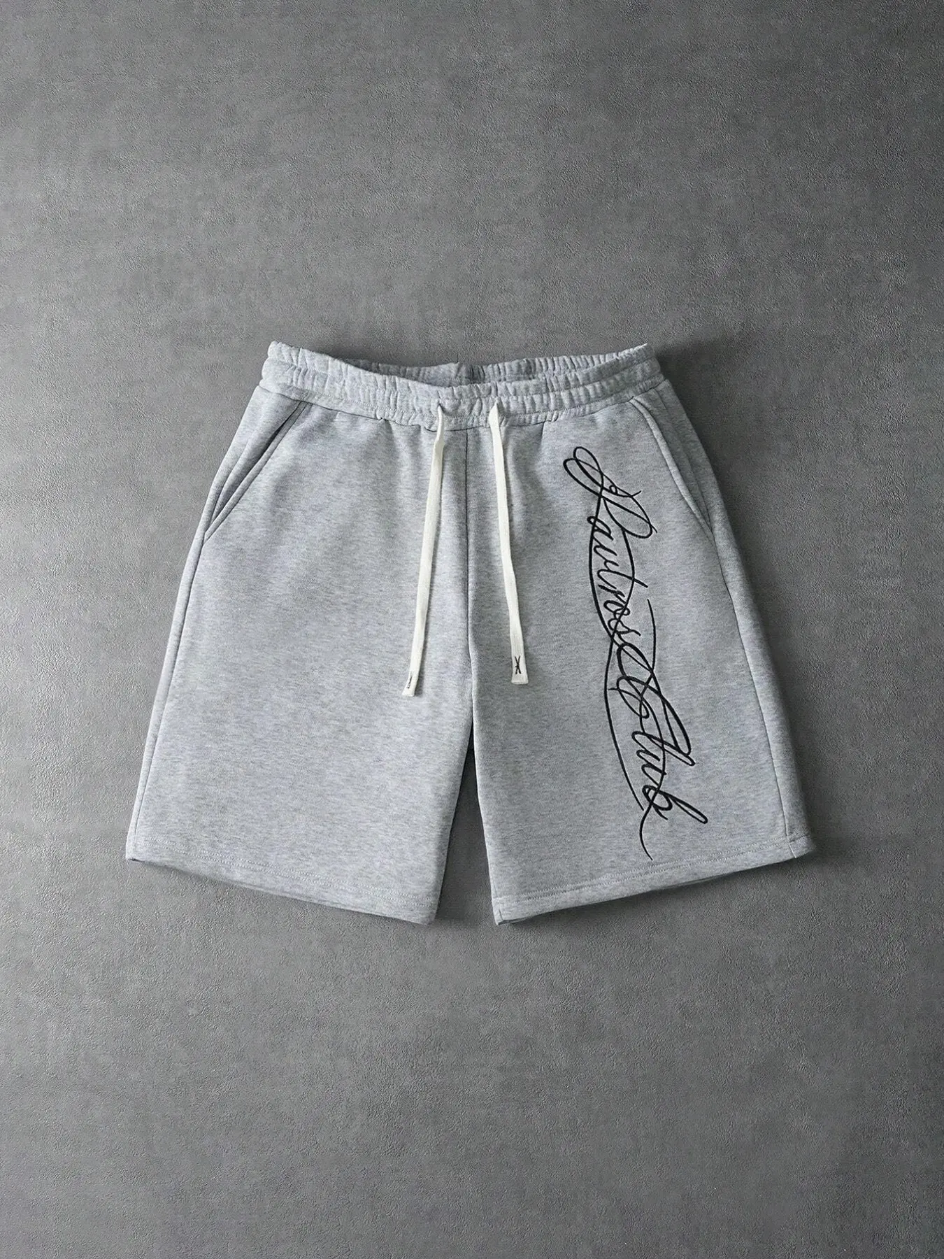 Men's Loose Drawstring Athletic Shorts, Vintage Handwritten Embroidered Shorts, Ideal for Streetwear & Summer Daily Wear, Lightweight Athleisure Shorts, Casual Athletic Shorts, Loose Sporty Shorts, Letter Embroidery Shorts