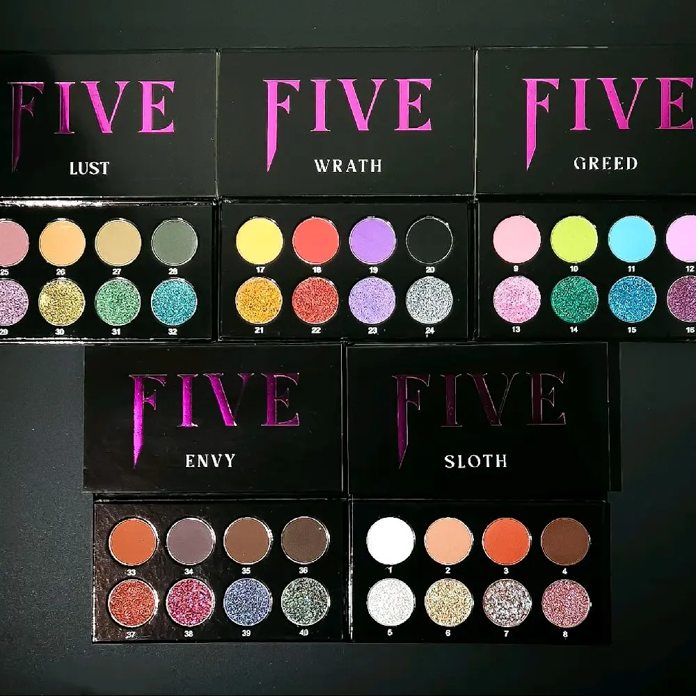 FIVE PALETTE byBitchface Merch. Eyeshadow -  Limited Edition with 5 seperate palettes, with 9 Color - Matte and Duochrome pans. shimmer makeup