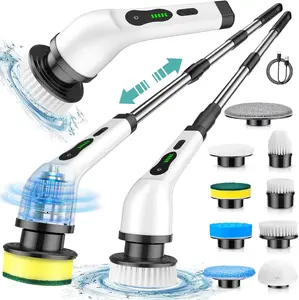Electric Spin Scrubber with LCD Display | Full-Body Waterproof Cordless Shower Cleaner | Adjustable Extension Handle for Bathtub, Kitchen Wall & Bathroom Cleaning