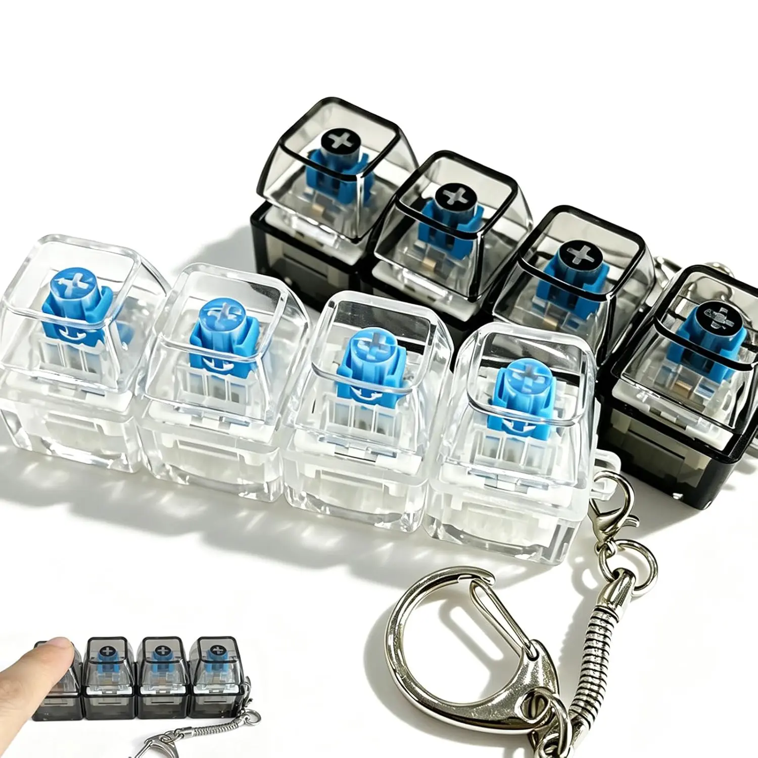Keyboard Fidget Keychain, Keyboard Button Finger Clicker for Anxiety Relief, Work Stress Relief Tool, Button Stress Relief Fidget Gifts to Relief Stress