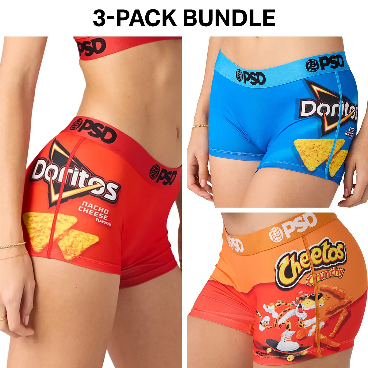 PSD Womens Doritos & Cheetos Snack Pack Boy Short Underwear 3 Pack Boxed Gift Set - Comfortable, Breathable, Ultra-Light Fabric
