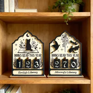 Vintage Book Reading Tracker Set, Perfect for Book Lovers and Fans, Celebrate Reading Milestones, Wall Decor Gift Idea, Wooden Decor, Vintage Plaque Decoration