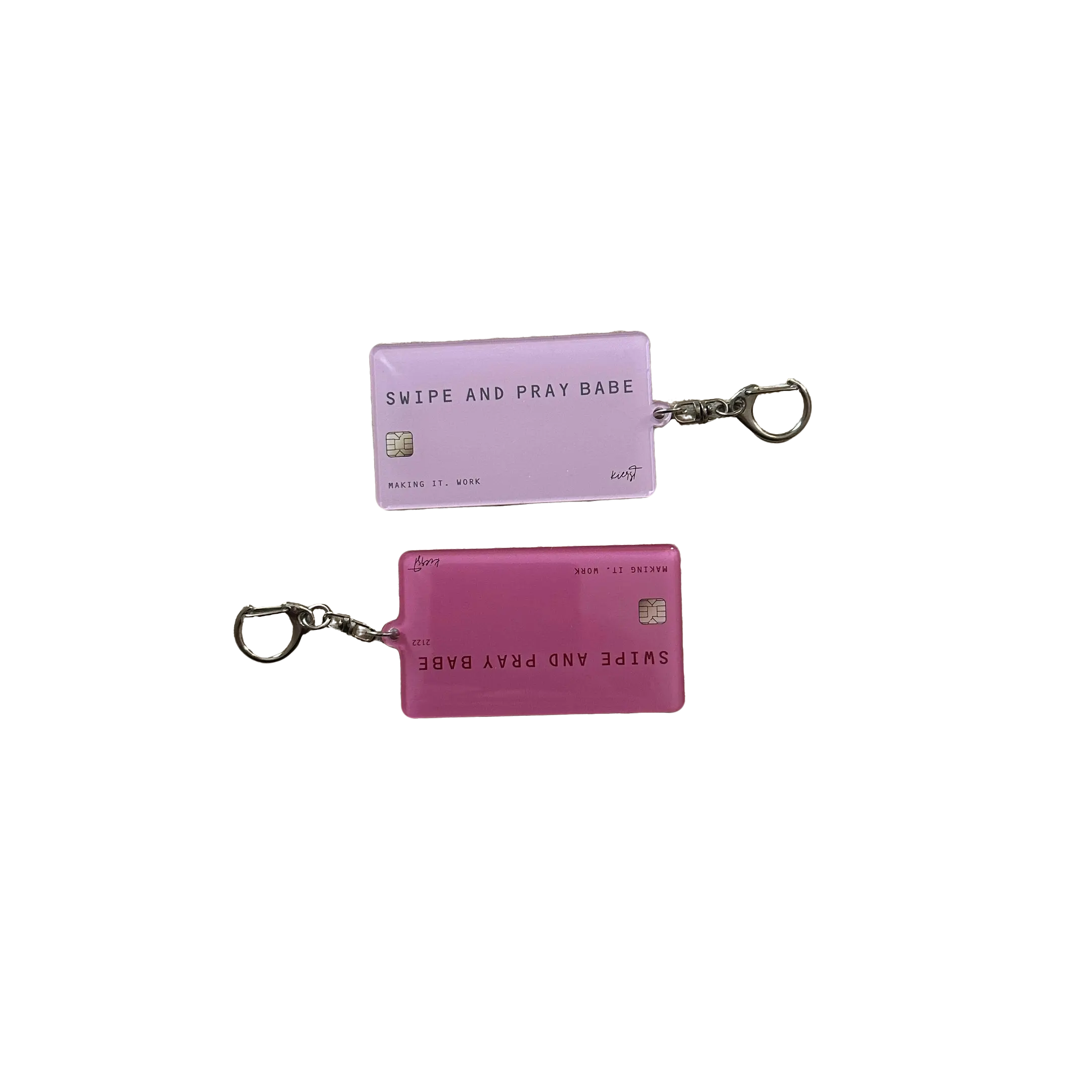 Pink Swipe and Pray Keychain - Simple Design, Minimalist Style, Ideal for Everyday Use