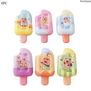 6Pcs Capybara Ice Cream Squishy Toys, Slow Rising Kawaii Popsicle Squeeze Toy, Soft PU Stress Relief Fidget for Kids Adults, Party Favors