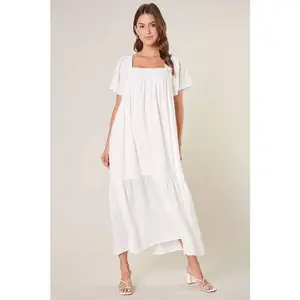 Moonstone Flutter Sleeve Cross Back Midi Dress