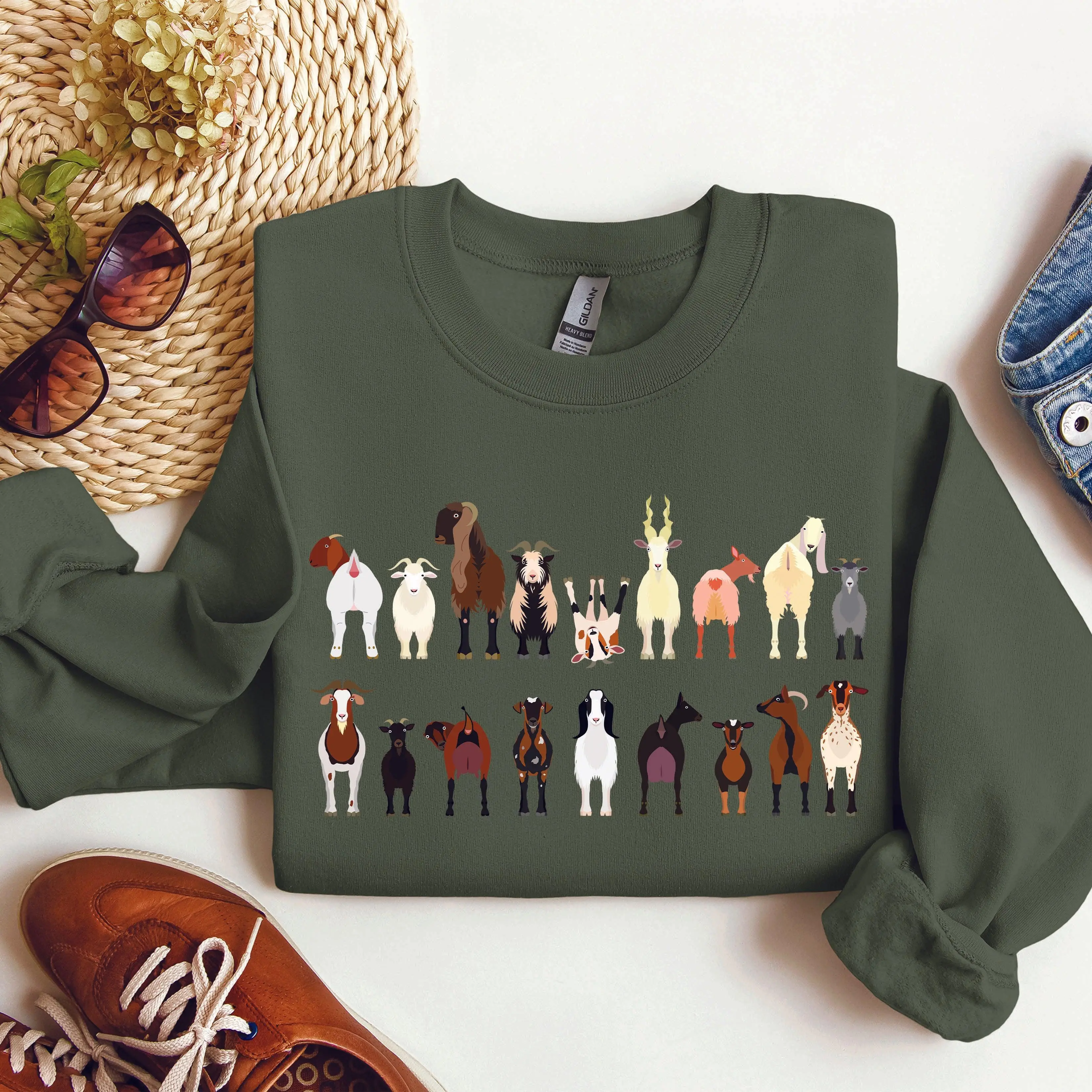 Goat Breeds Farm Animal Lover Cozy On The Farm Edition Premium Fleece Sweatshirt