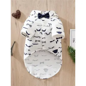 1pc Mustache Patterned Gentleman Style Pet Dog Clothes, Suit For Party, Wedding