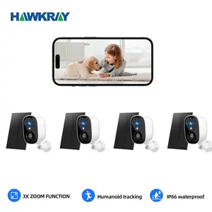 Solar Security Cameras Outdoor, 2K Battery Powered WiFi Bluetooth Surveillance Wireless Outdoor Cameras for Home Security System, Night Vision, Motion Detection, 2-Way-Talk, IP65 Weatherproof Hd Video App Control High Definition Monitoring (4-pack)