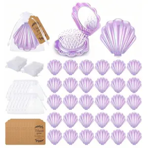 【Hot Selling】Mini Foldable Travel Comb Set with Mirror Case, Portable Makeup Brush for Weddings, Pocket Size, Multi-Color Options, Easy Carry Design