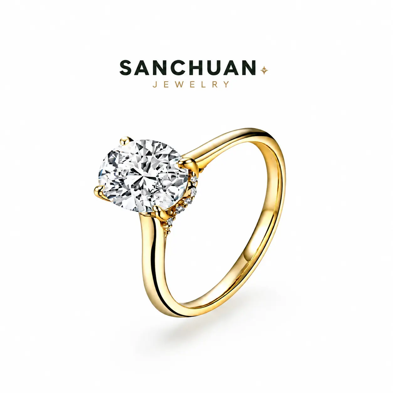 Oval Cut 1.0ct&2.0ct&3.0ct&4.5ct D VVS1 Color Lab-Created Moissanite Ring Jewelry for Women 18K Gold Plated Engagement Wedding Lady's Gift Luxury R112 beautiful ring, affordable jewelry, stylish jewelry gift, anniverysary jewelry gift