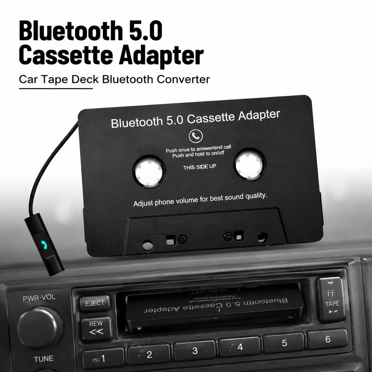 Bluetooth 5.0 Car Audio Stereo Cassette Vehicle Bluetooth Tape Cassette Player Car MP3 Handsfree Phonebook for Iphone