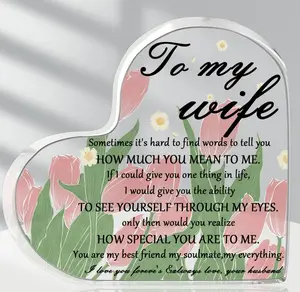 To My Wife Gifts for Wife from husband, Heart Acrylic Plaque Signs, Birthday Anniversary Valentines Gifts