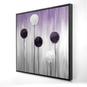 Begin Home Decor 2081-2424-FL181-1 24 x 24 in. Purple & White Allium Flowers - Framed Canvas Home Decor